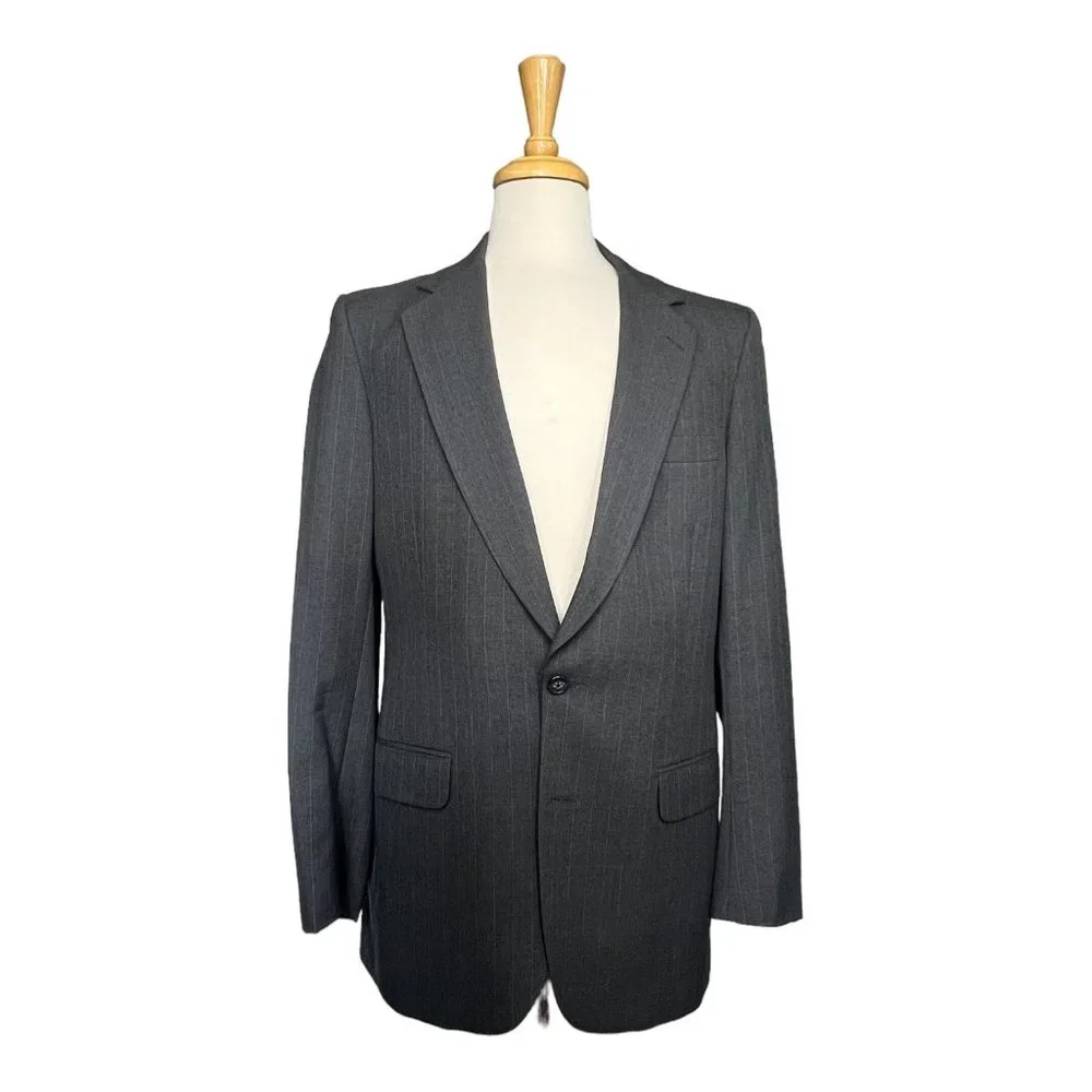 Burberry’s Vintage Wool Pinstripe Blazer Men 42” Bust Old Money Dark Academia